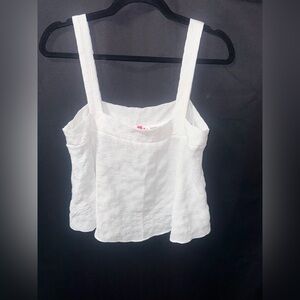 Buddy Love White Textured Square-Neck Tank